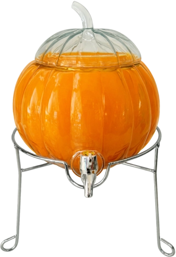 Distributeur de boissons en verre en forme de citrouille 6 l avec robinet et support