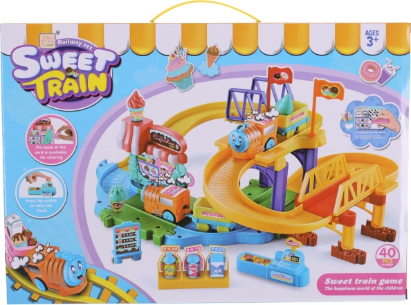 Ensemble coloré de petits trains à piles