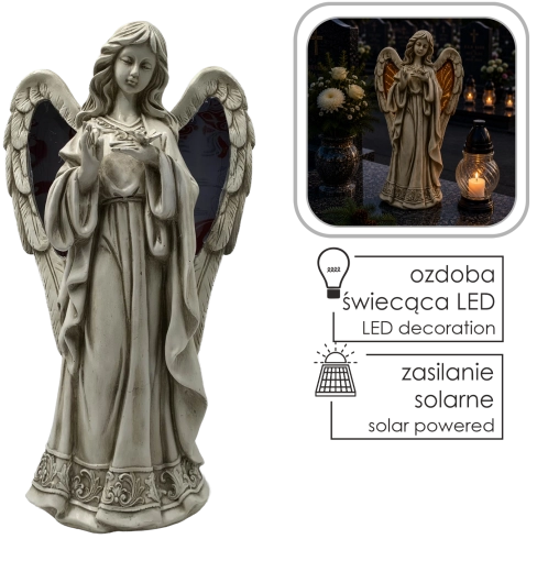 Figurine d’ange avec ailes LED lumineuses, 49,5 cm