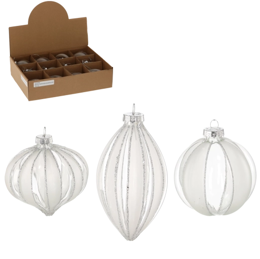 Ornement de Noël en verre transparent, motifs assortis