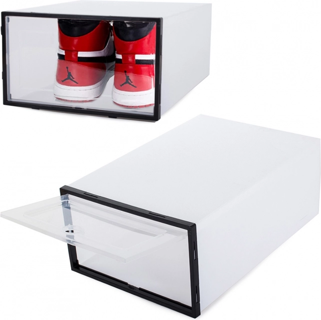 Organisateur de chaussures à porte abattante, boîte modulaire transparente