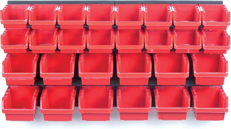 Panneau mural pour outils avec 28 bacs ORDERLINE, 800 × 165 × 400 mm