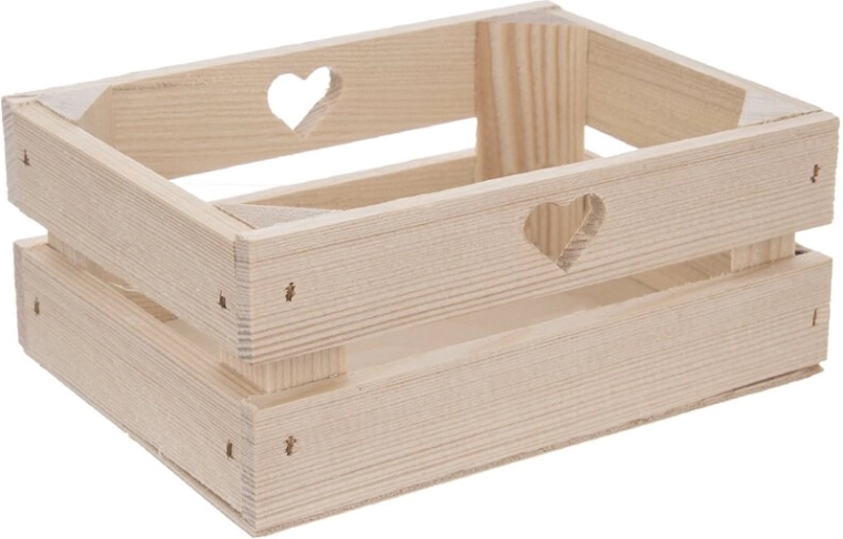 Caisse en bois style industriel avec cœur 20 × 14,5 × 8 cm