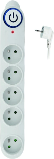 Solight multiprise avec protection contre les surtensions et câble prolongateur 1,5 m, 5 prises, blanche