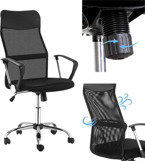 Chaise de bureau ergonomique ErgoLux Pro Mesh avec dossier en maille respirante