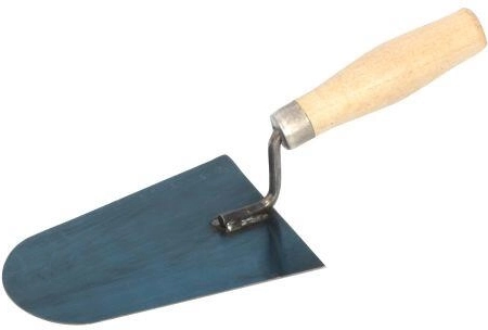 Truelle de maçon en acier, lame arrondie 160 × 110 mm avec manche en bois