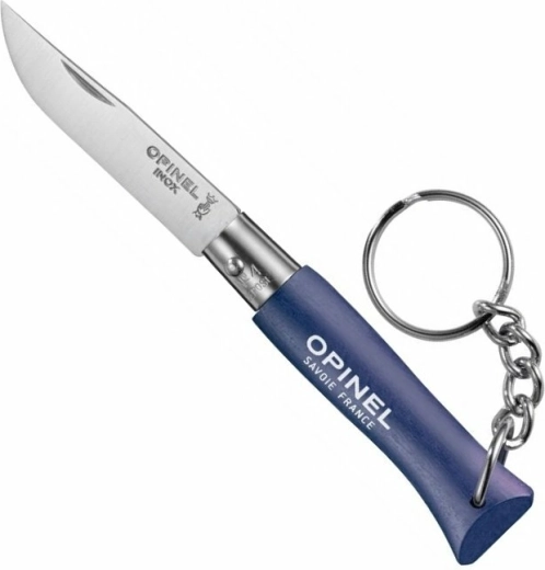 Opinel N°04 porte-clés – couteau de poche bleu foncé 5 cm, bois de hêtre