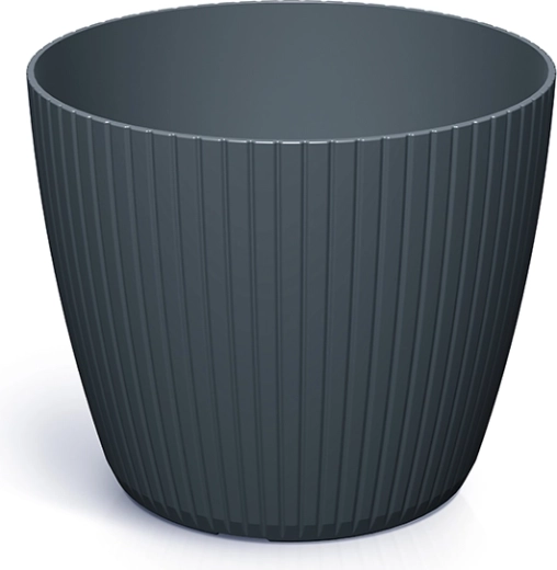 Cache-pot Lamia anthracite 15,8 cm – élégant cache en plastique pour intérieur et extérieur