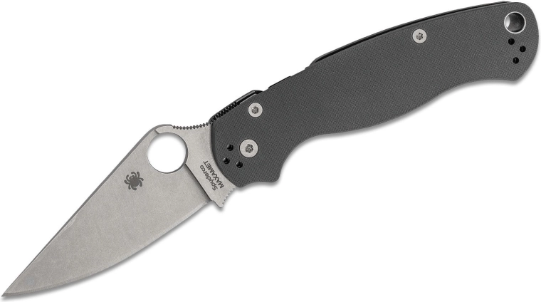 Couteau de poche Spyderco Para Military 2 Maxamet, 8,7 cm, stonewash, gris, G10
