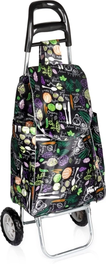 Chariot de courses avec sac 30 l – noir à motif légumes