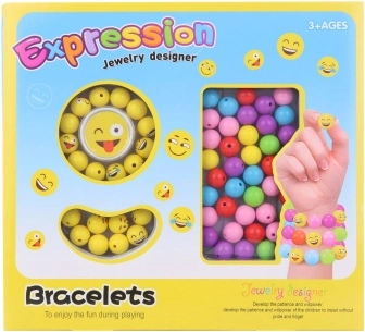 Perles à enfiler avec smileys Emoji – set créatif en boîte