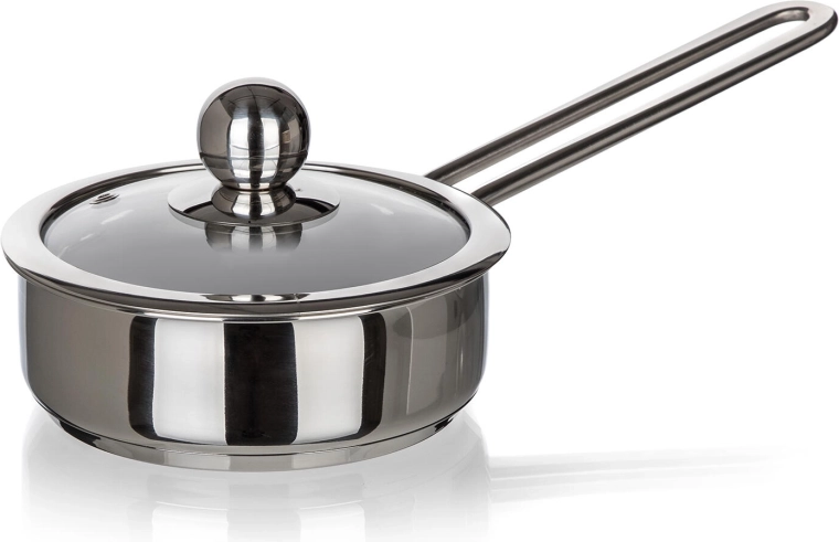 Casserole en acier inoxydable avec couvercle en verre 0,75 l PICCOLO, 14 cm
