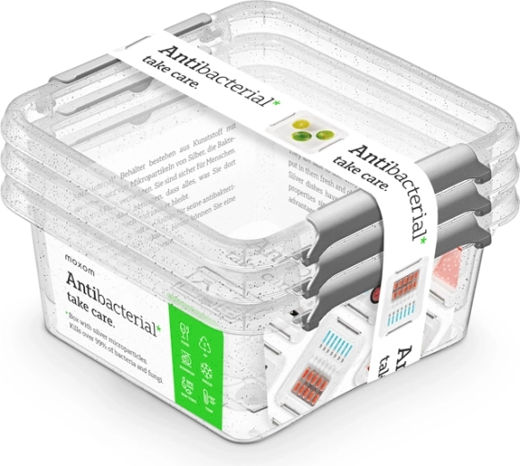 Ensemble antibactérien de boîtes alimentaires carrées 0,85 l (3 pcs)