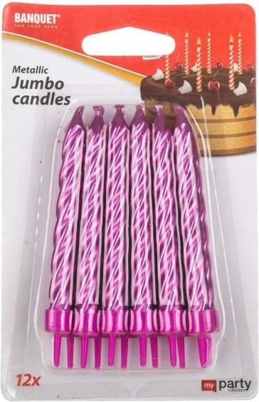 Bougies d’anniversaire jumbo MY PARTY - lot de 12 pièces