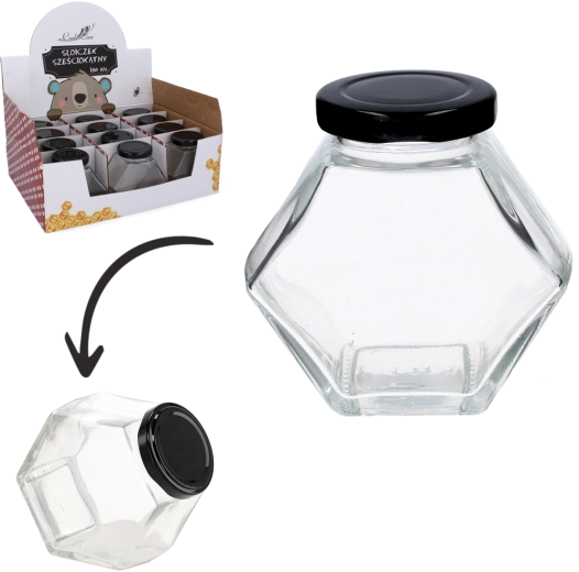 Bocal hexagonal avec couvercle à vis 180 ml
