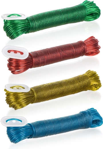 Corde à linge PVC 20 m avec câble en acier – assortiment de couleurs