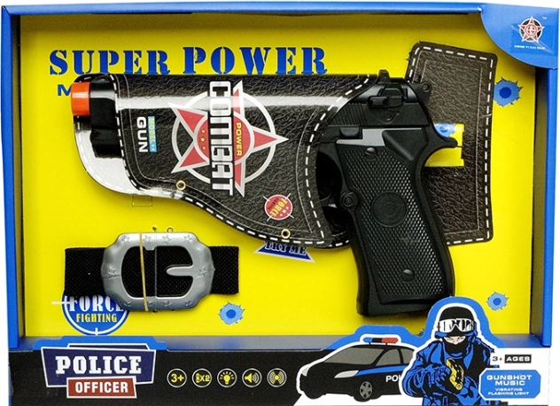 Pistolet de police avec ceinture PLEJO – kit pour enfants pour petits policiers