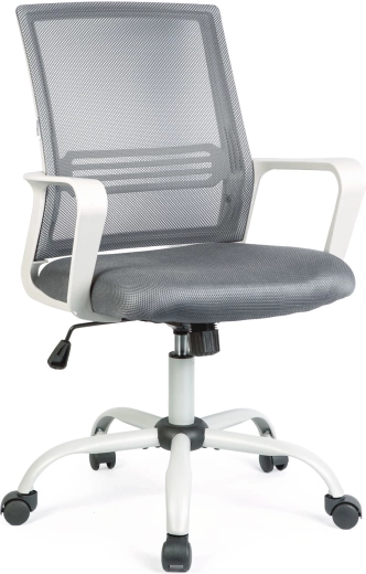 Chaise de bureau pivotante blanche avec accoudoirs fixes