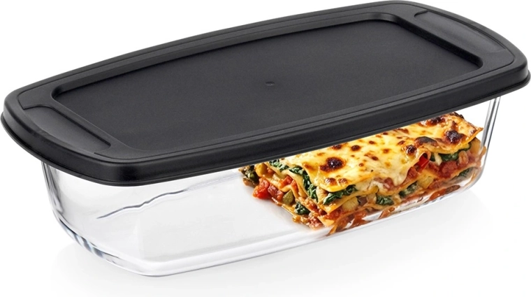 Plat en verre résistant à la chaleur avec couvercle 1,5 l