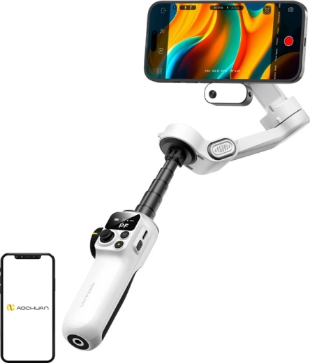 Aochuan P2 stabilisateur magnétique 3 axes pour mobile avec capteur IA, blanc