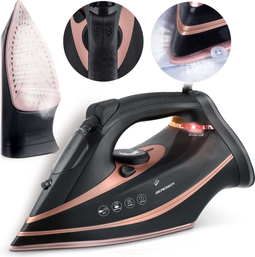 Fer à vapeur BERDSEN 3000 W avec semelle céramique et vapeur verticale