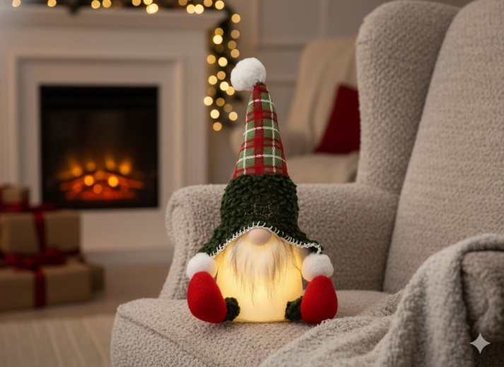 Lutin de Noël assis vert 22 × 17 × 34 cm