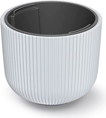 Cache-pot avec insert Milly 24 cm – blanc, plastique nervuré pour intérieur et extérieur