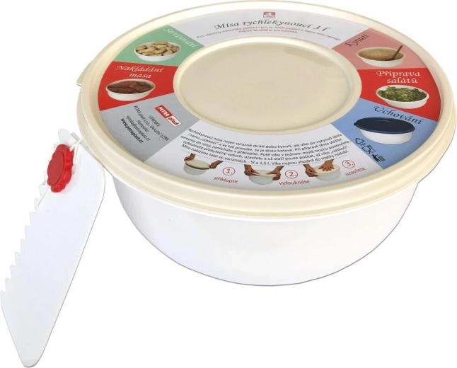 Bol de levée rapide et de fouettage 3 l avec couvercle, plastique, couleurs assorties + spatules gratuites