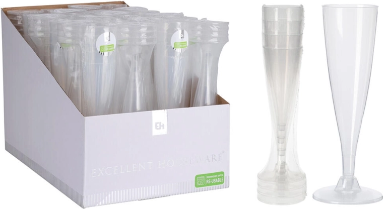 Flûtes à champagne en plastique 130 ml, lot de 4 pièces
