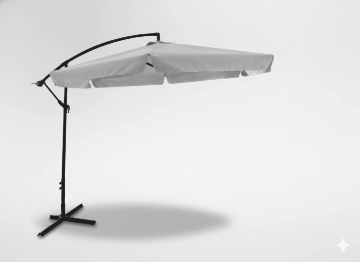 Parasol de jardin suspendu 3 m gris banane avec housse