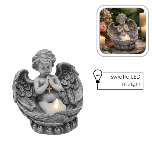 Ange décoratif avec photophore pour bougie chauffe-plat