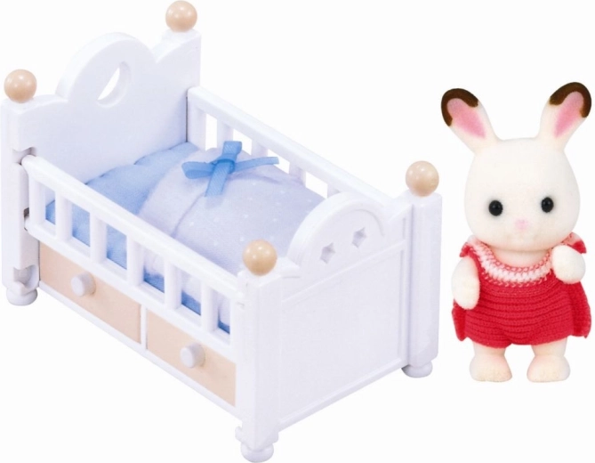 Lapin bébé Chocolate dans son lit – figurine bébé avec accessoires
