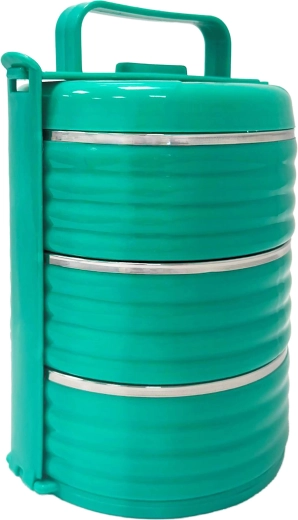 Porte-repas en plastique avec intérieur inox TORO 3×0,6 l