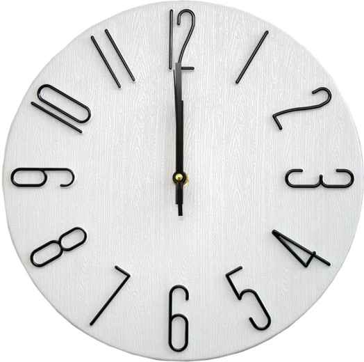 Horloge murale 30 cm avec cadran 3D – blanc/noir, fonctionnement silencieux