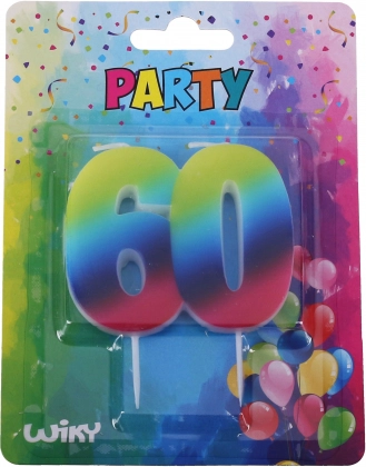 Bougie d’anniversaire n° 60 arc-en-ciel