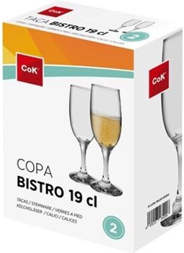 Set de verres à champagne Bistro 190 ml, 2 pcs, verre