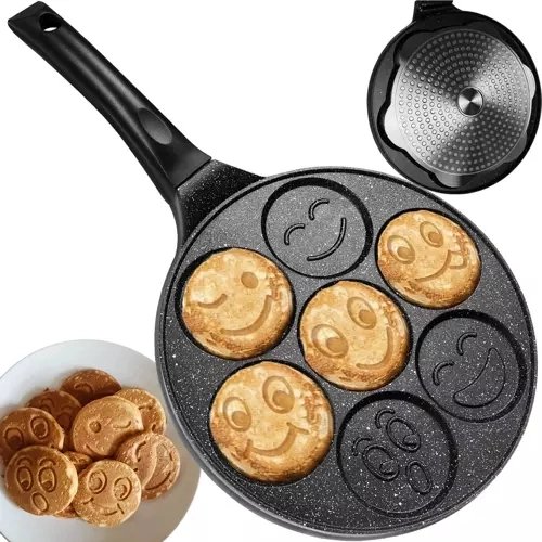 Poêle à œufs et pancakes RUHHY avec smileys, 7 portions, 26 cm