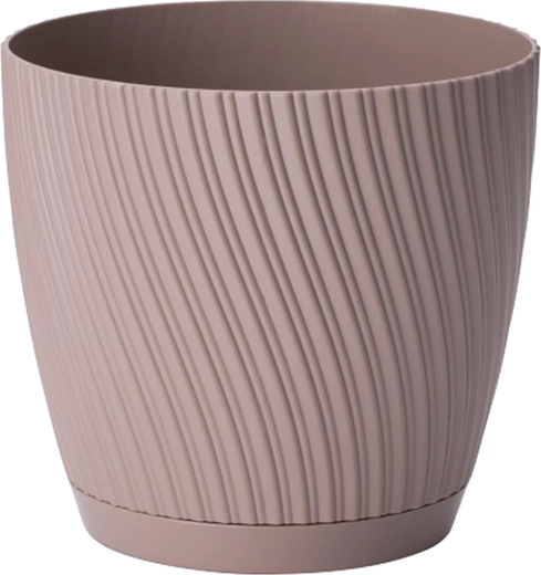 Pot de fleurs Mika Eco Recycled avec soucoupe 27 cm gris‑beige