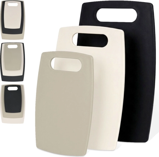 Lot de planches à découper en plastique 3 pcs avec poignée (24 × 15, 29,5 × 19,5 et 35 × 22 cm)