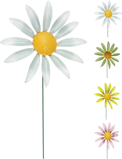 Piquet de jardin fleur avec feuilles mobiles 71 cm, assortiment de couleurs