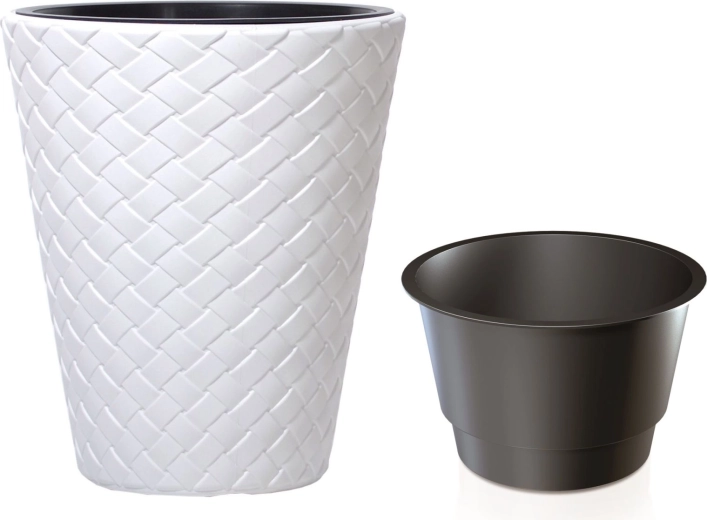 Cache-pot Matuba avec insert 40 cm blanc