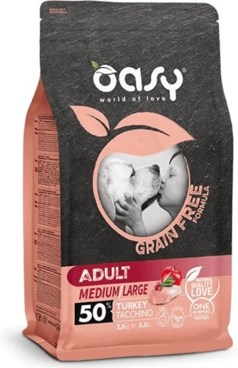 Oasy Grain Free Adult Medium/Large aliment pour chiens à la dinde 2,5 kg