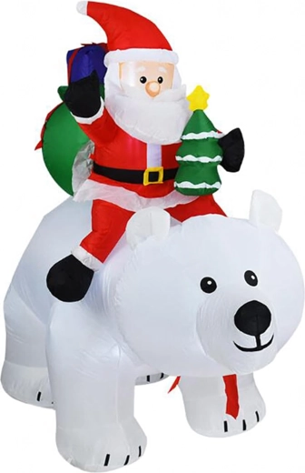 Décoration de Noël gonflable avec Saint-Nicolas sur un ours polaire LED 210 cm