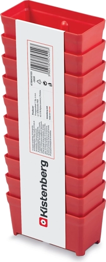 Set de boîtes en plastique pour outillage, 10 pcs, rouges, 10,5 × 5 × 5 cm