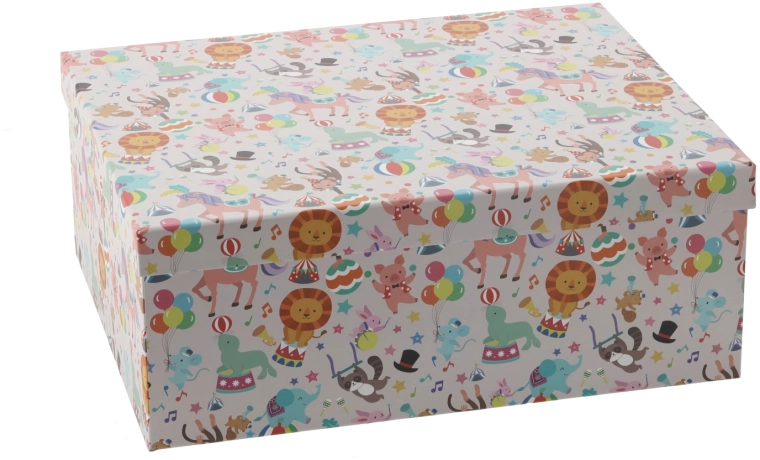 Boîte cadeau avec motif d’animaux colorés 23,8 × 18,2 × 9,3 cm