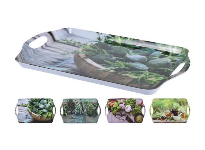 Plateau de service en mélamine 45 × 30 cm avec poignées