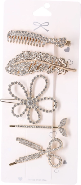 Set de barrettes dorées pour cheveux - 5 pièces