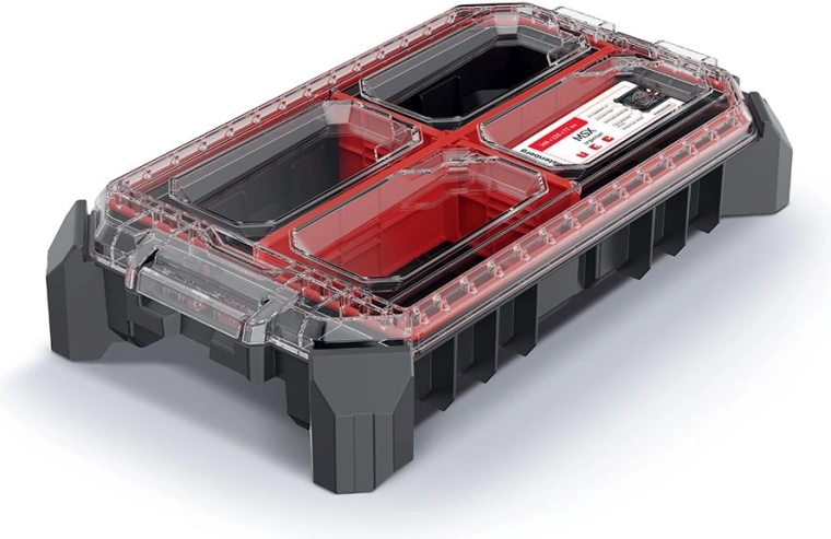 Organisateur modulaire MSX 36,8 × 22,8 × 7,7 cm avec couvercle transparent