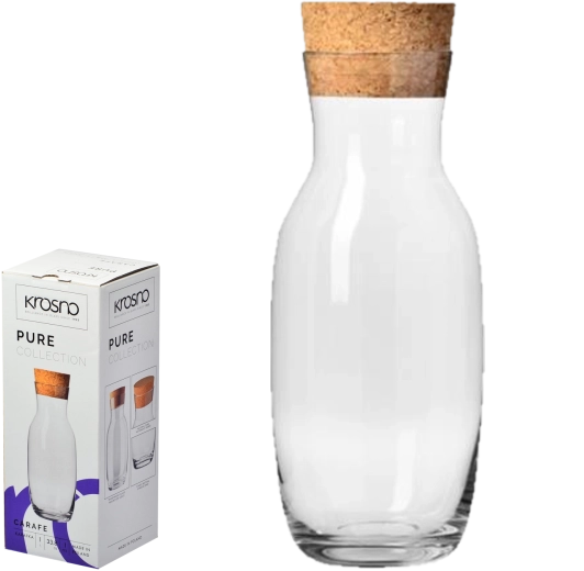 Carafe avec bouchon en liège naturel Pure 1 l Krosno