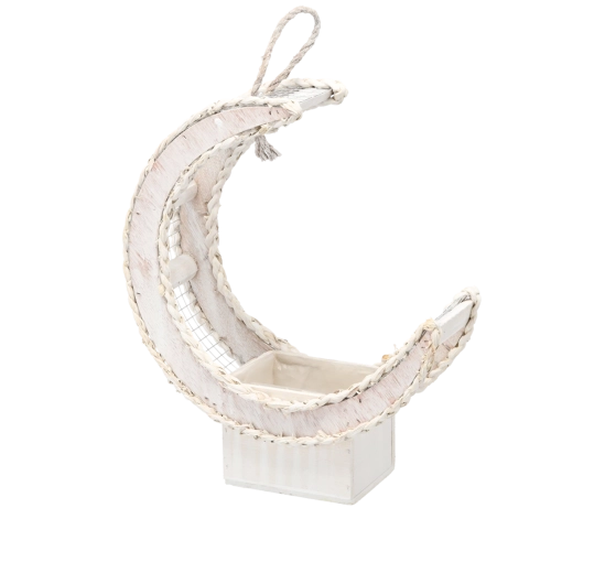 Cache-pot en bois blanc en forme de demi-lune 37 × 15 × 43 cm